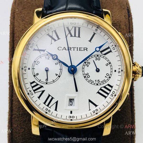 (GZF) 1:1 Copy Rotonde De Cartier Gold Chronograph Watches 40mm 2