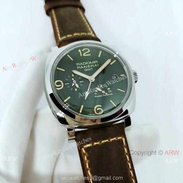 Copy Panerai Radiomir GMT Power Reserve PAM999 Watch SS Dark Green dial 2