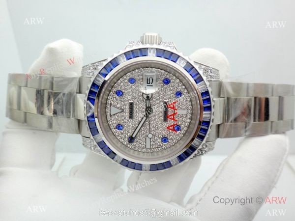 Best Replica Rolex Submariner Stainless Steel Iced Out Diamond Watch 40MM 2