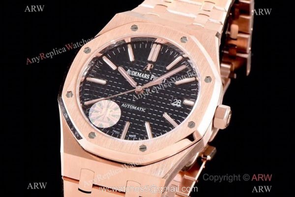 Grade 1A Copy Audemars Piguet Royal Oak JF v5 Cal.3120 Rose Gold Black Dial Watch 41mm 2