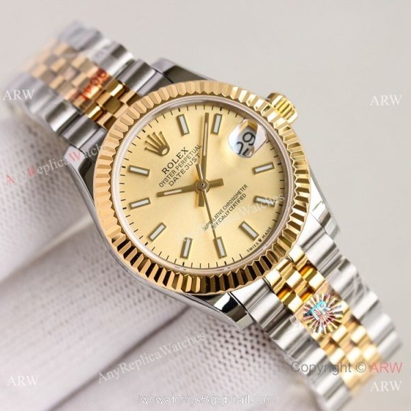 TR Factory 904L Replica Rolex Datejust 31mm Watch Jubilee 2-Tone Rose Gold Gray Dial 2