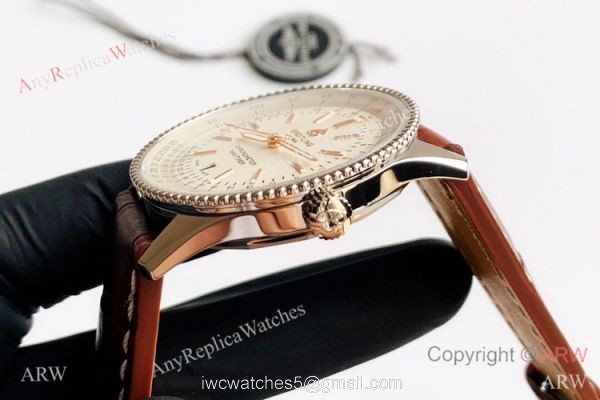 V7 Factory Swiss Replica Breitling Navitimer 1 Watch Stainless Steel Brown Leather Strap 2