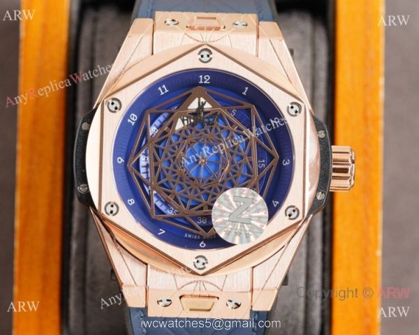 Z Factory Swiss Quality Hublot Big Bang Sang Bleu Blue Rose Gold Watch 45mm 2
