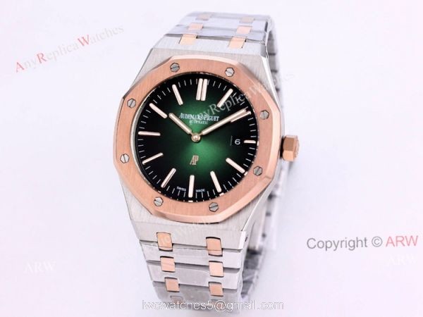 New Audemars Piguet Royal Oak 41 Rose Gold Green Dial Knockoff Watch Automatic 2