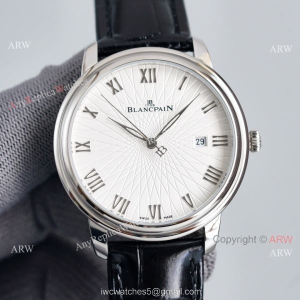 Replica Blancpain Villeret White Dial Leather Strap 40MM Watch With Roman Markers 2