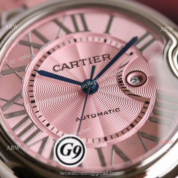Copy Balloon Blue Cartier Wave Pink Dial V6 Watch with Pink Leather Strap 2