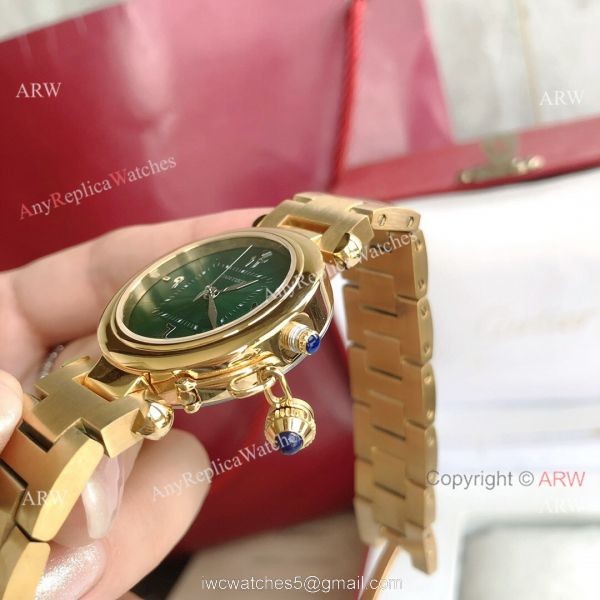 2022 New Copy Cartier Pasha Middle East Limited Edition All Gold Olive Green Dial Watch 2