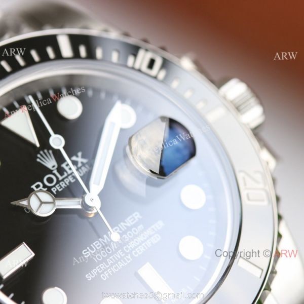 AVA Swiss Copy Rolex Submariner Date 40 Cal.3135 Watch Black Dial 904L Steel 2