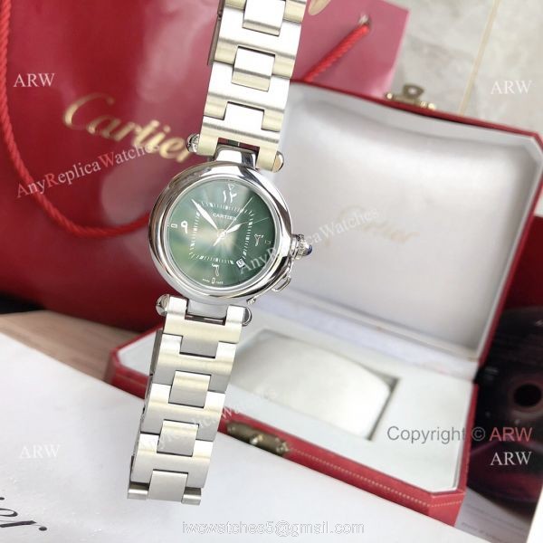 2022 New Copy Cartier Pasha Middle East Limited Edition Stainless Steel Olive Green Dial Watch 2