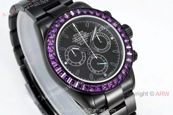 NEW! Noob Factory 4130 Rolex Daytona Blaken &8216;Black Venom 40 Watch Pink Diamond DLC Case 2