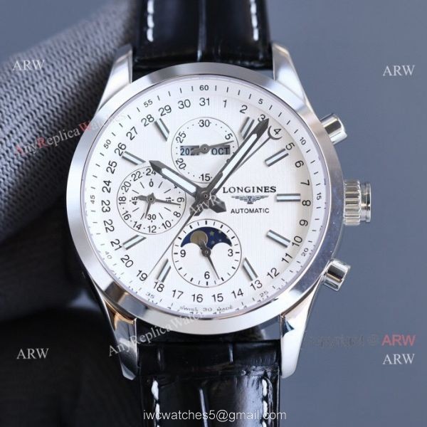Replica Longines Master Collection Moonphase Brown Leather Strap 40MM Watch 2