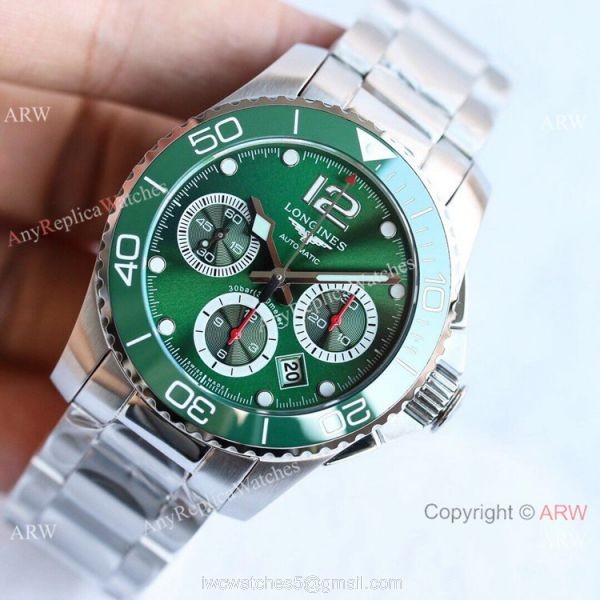Swiss Replica Longines Hydroconquest 7750 Chronograph TWF Olive Green Watch 41mm 2