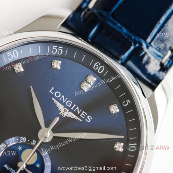 (GF) Swiss Copy Longines Master Bucherer Blue Moonphase dial Watch Leather Strap 40mm 2