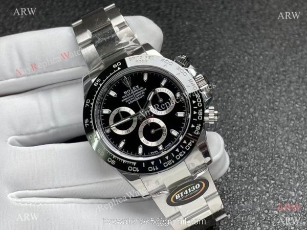 Better Factory New 4130 Rolex Daytona Watch 904L Steel Black Dial BTF 4130 Movement 2