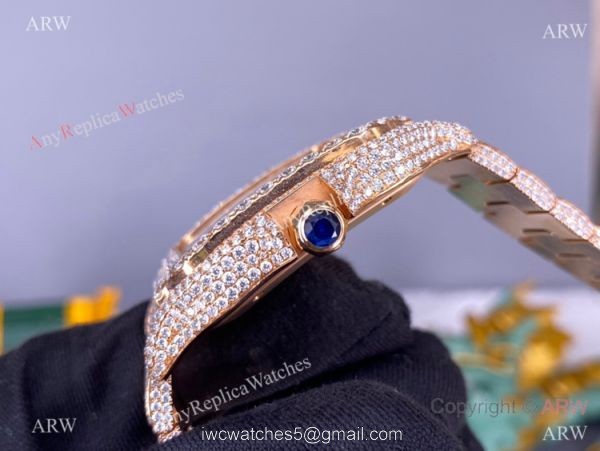 BV Factory Cartier Santos de Watch Iced Out Rose Gold Case 2