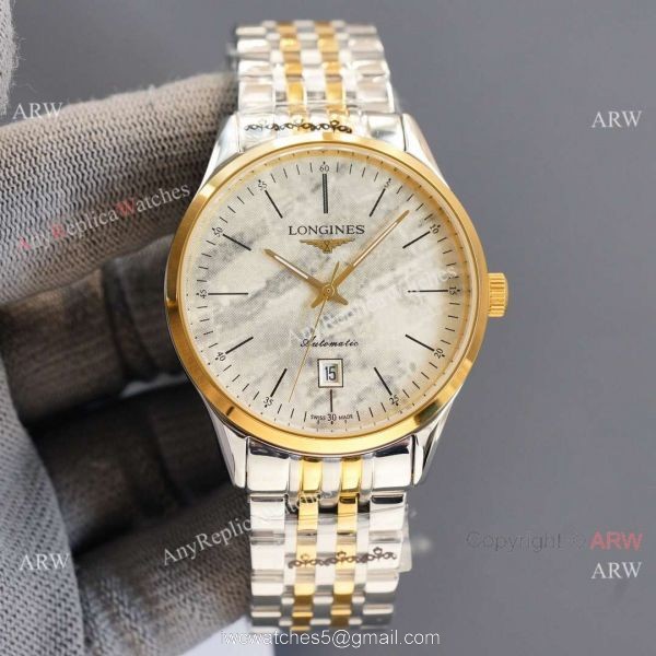 Replica Longines Elegant 2-Tone Steel Strap Rose Gold Bezel 8215 Movement Watch 2