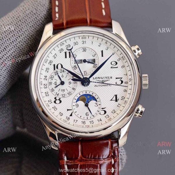 Replica Longines Master Collection Moonphase Leather Strap 40MM Watch With Arabic Markers 2