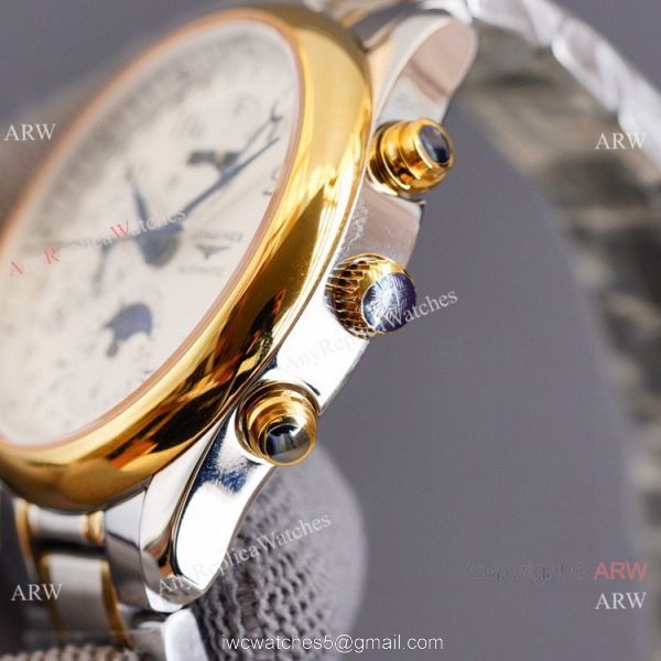 Swiss Quality Longines Master Moon Phase Watch Citizen Movement Two Tone Case 2