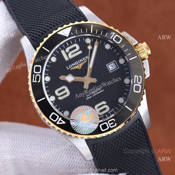Swiss Quality Longines Hydroconquest Citizen8215 2-Tone Ceramic Bezel Black Dial Watch 41 2