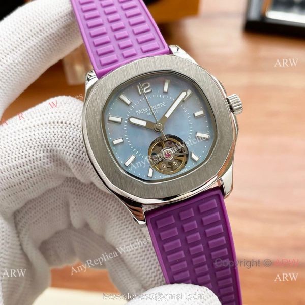 Clone Patek Philippe Lady Tourbillon Automatic Watches White MOP Dial 2