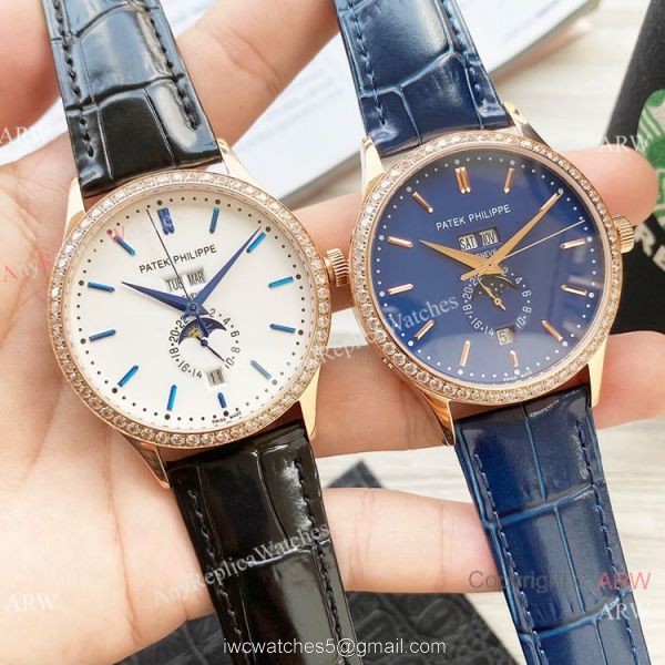 Clone Patek Philippe Calatrava Annual calendar Watch Rose Gold Case 42mm 2