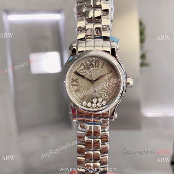 Knockoff Chopard Happy Sport quartz Watch Rhodium Grey Stainless Steel 2