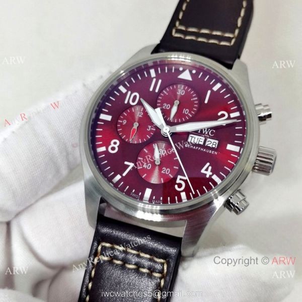 Best Replica IWC Pilots Cherry red Face Rose Gold Automatic Watches 2