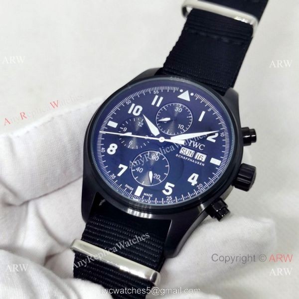 New Copy IWC Pilots Blacksteel Nylon Strap Watch Automatic 2