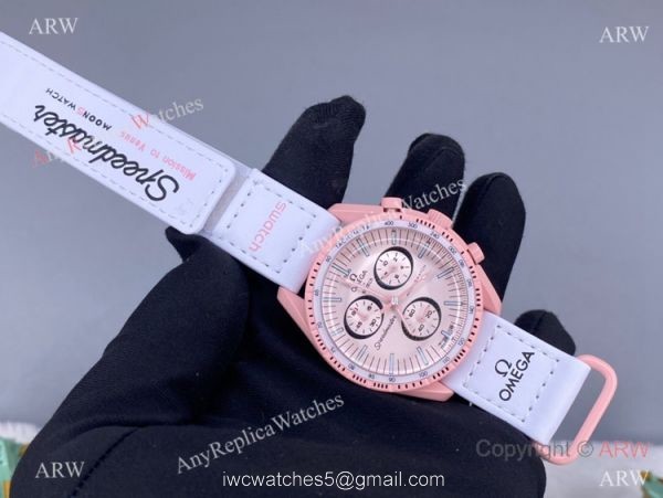 2022 New! Replica Swatch x Omega Mission to Venus Watch Pink Version 2