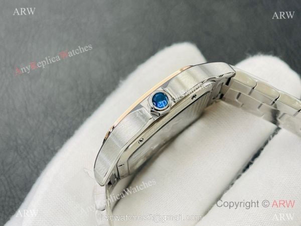 V8 Factory Super Clone Cartier Skeleton Santos Swiss Ronda4S20 Watch Two Tone Rose Gold 2
