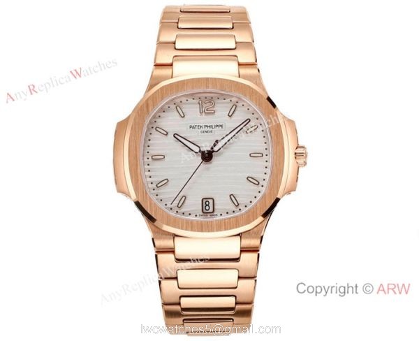 Swiss Cal.324 SC Patek Philippe Lady-Nautilus Copy Watches Rose Gold Dial 2