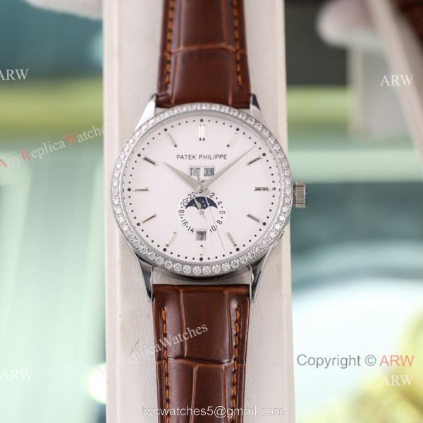 Swiss Quality Copy Patek Philippe Annual Calendar Calatrava Citizen Watch Blue Moon Dial 2