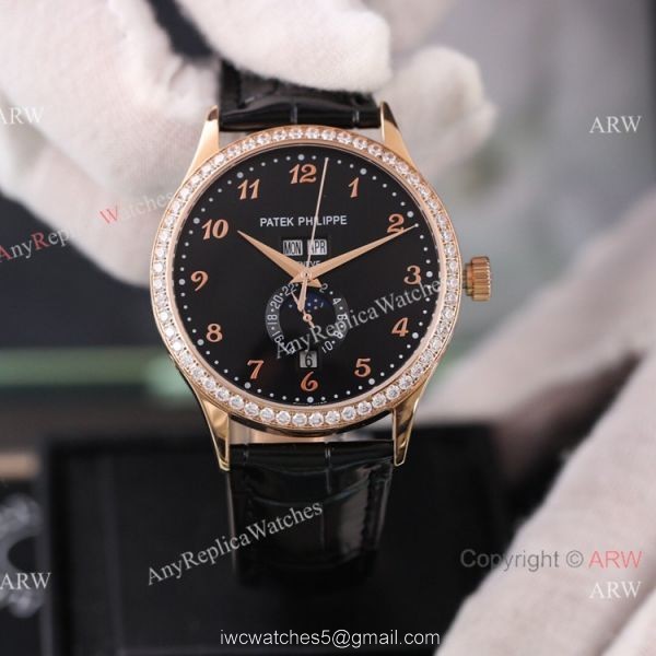 Swiss Quality Patek Philippe Calatrava Annual Calendar Silver Dial Rose Gold Watches 2