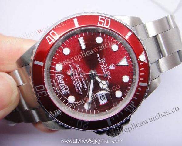 Classic Model Replica Rolex Submariner Red Dial Coca Cola edition 16610 Watch 3