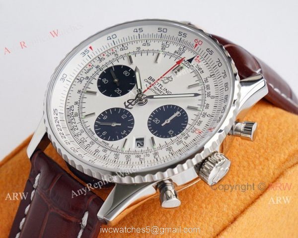Swiss Grade 1 Breitling Navitimer 01 White Panda Dial Watch Valjoux 7750 Movement 3