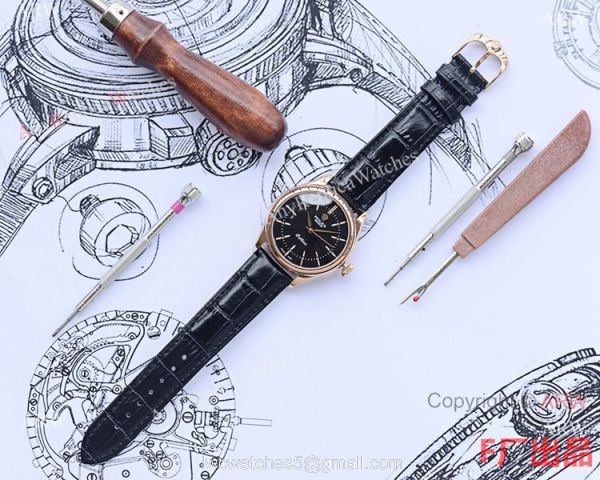 Copy Rolex Cellini Time 40mm Watch Blue Dial Blue Leather Strap 3