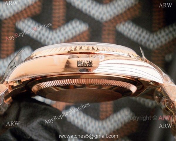 Swiss Copy Rolex DateJust ETA2836 Watch 36mm Rose Gold Gray Dial 3