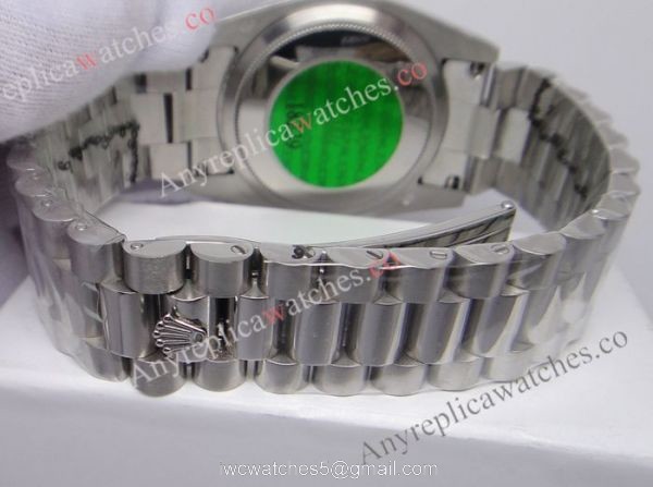 Rolex Day-Date Polished Stainless Steel Black Dial Mens Replica Watch 3