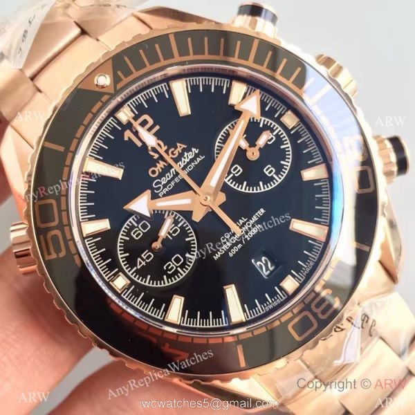 (OM)New Copy Swiss Omega Seamaster 9901 Watch Rose Gold Black Face 3