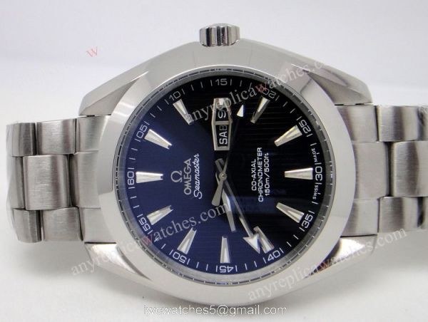 Omega Seamaster Knockoff Watch For Sale Omega Seamaster Aqua Terra Co-Axial SS Black Dial Watch 3