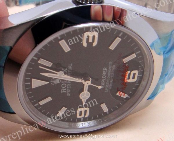 Rolex Explorer Black Face Stainless Steel Mens Replica Watch 3