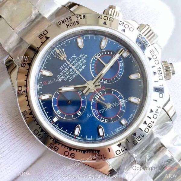 High Quality Rolex Daytona Blue Dial Replica Stainless Steel 7750 Automatic Watch 3