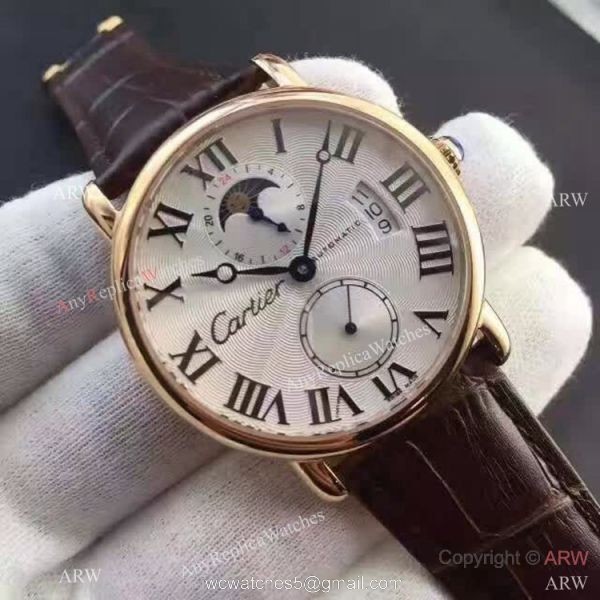 Copy Swiss Cartier Louis Moon Phase Watch Rose Gold 3