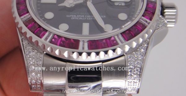 Rolex GMT Master II Watch Red / Blue Diamond Bezel Replica Rolex 3