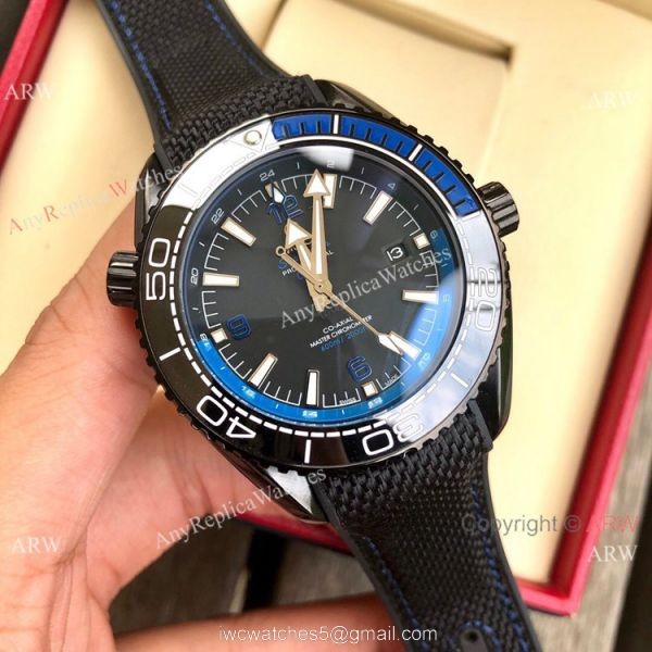 Copy Omega Seamaster Planet Ocean Deep Black GMT Watches Black Dial 3