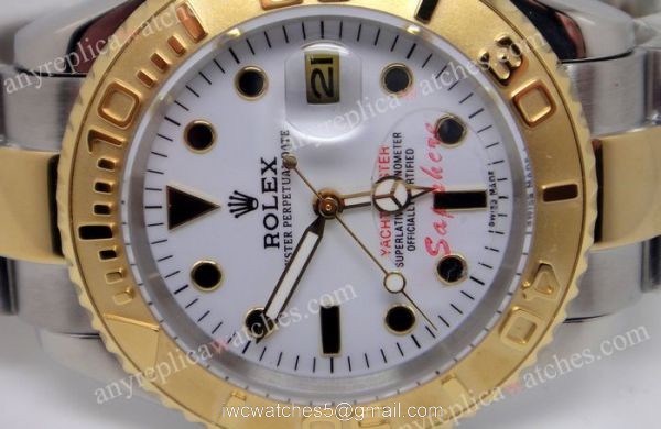 Copy Rolex Yachtmaster 2 Tone White Face Man Watch 3