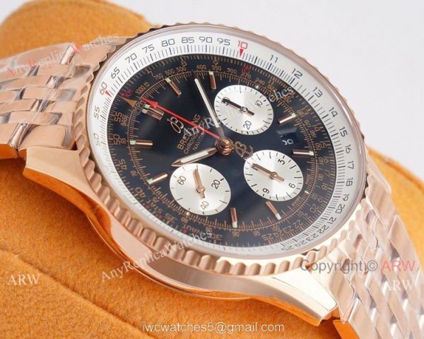 Super Clone Breitling Rose Gold Navitimer 01 Watch Valjoux7750 Movement 3