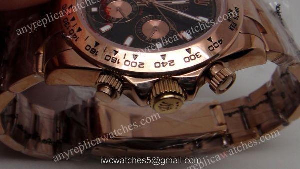 Rolex Rose Gold Daytona Black Face / 40mm Replica Watch 3