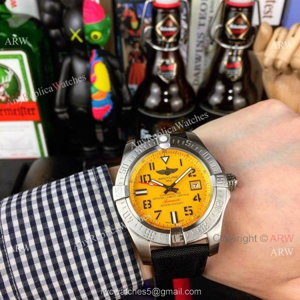Fake Breitling Avenger II Seawolf Yellow Dial Watch For Sale 3