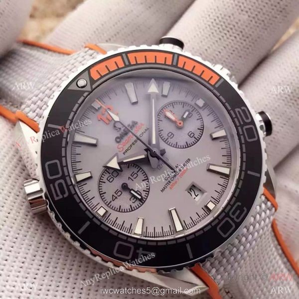 (OM)Swiss Replica Omega Seamaster 600m 9900 Watch SS Gray Gummy Strap 3